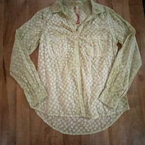 RAGA Light Green Sheer Button Down Shirt